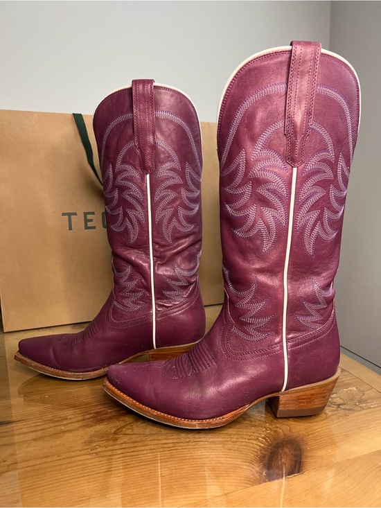 Tecovas Shoes - Tecovas the Annie violet Purple Leather Western Heeled Boots
